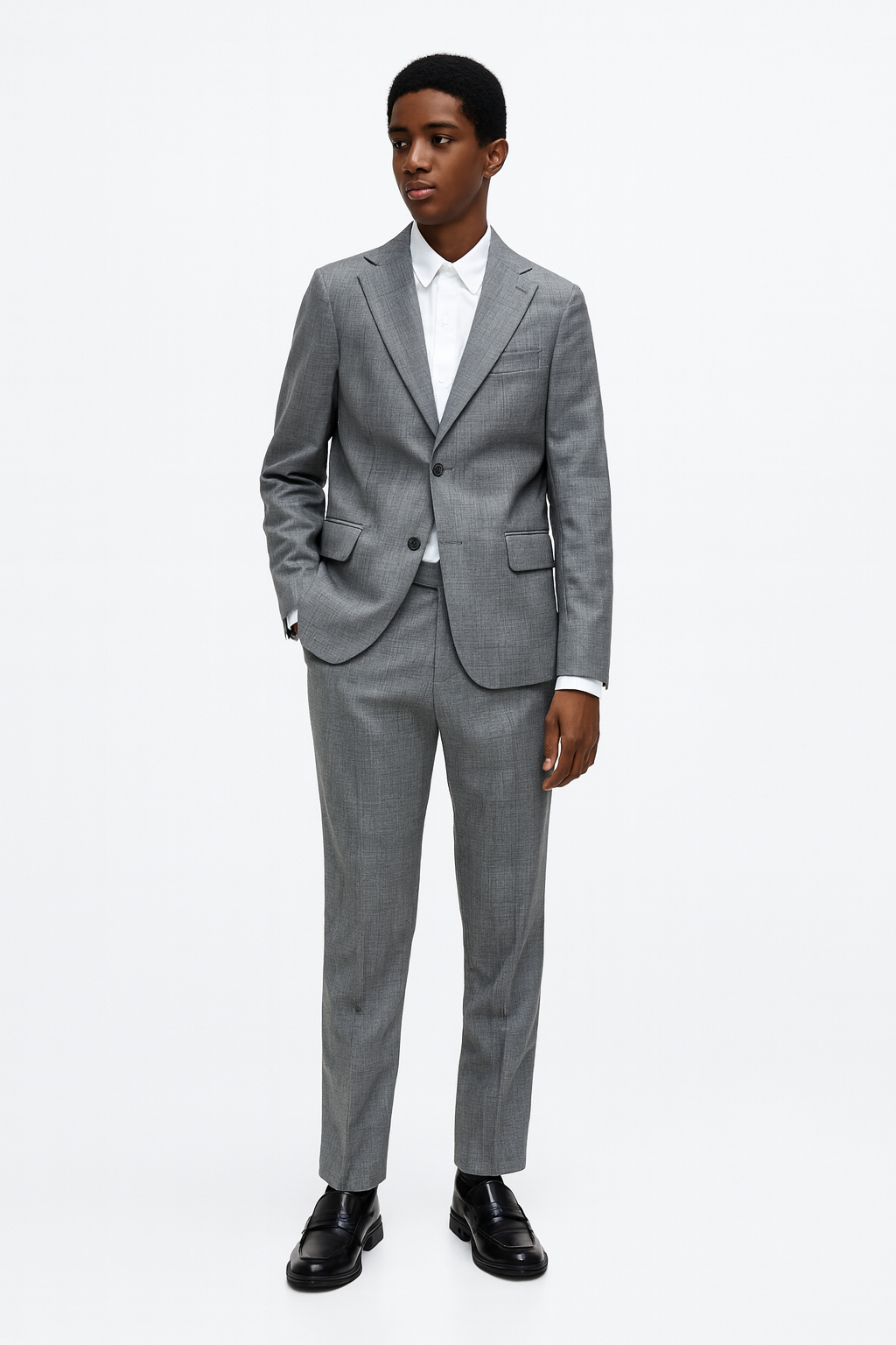 Michael Kors Boys Light Grey Mini Grid Wool Suit
