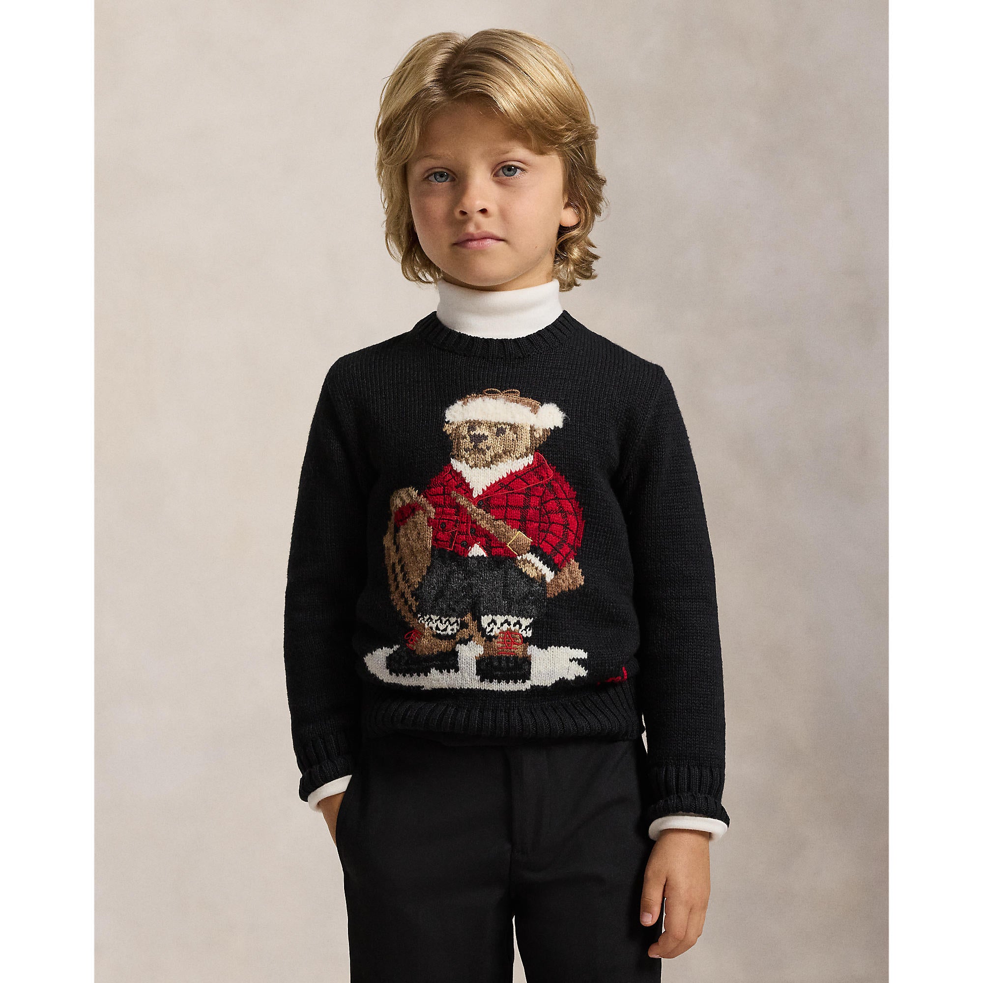 Polo Ralph Lauren Little Boys Polo Bear Holiday Wool Sweater