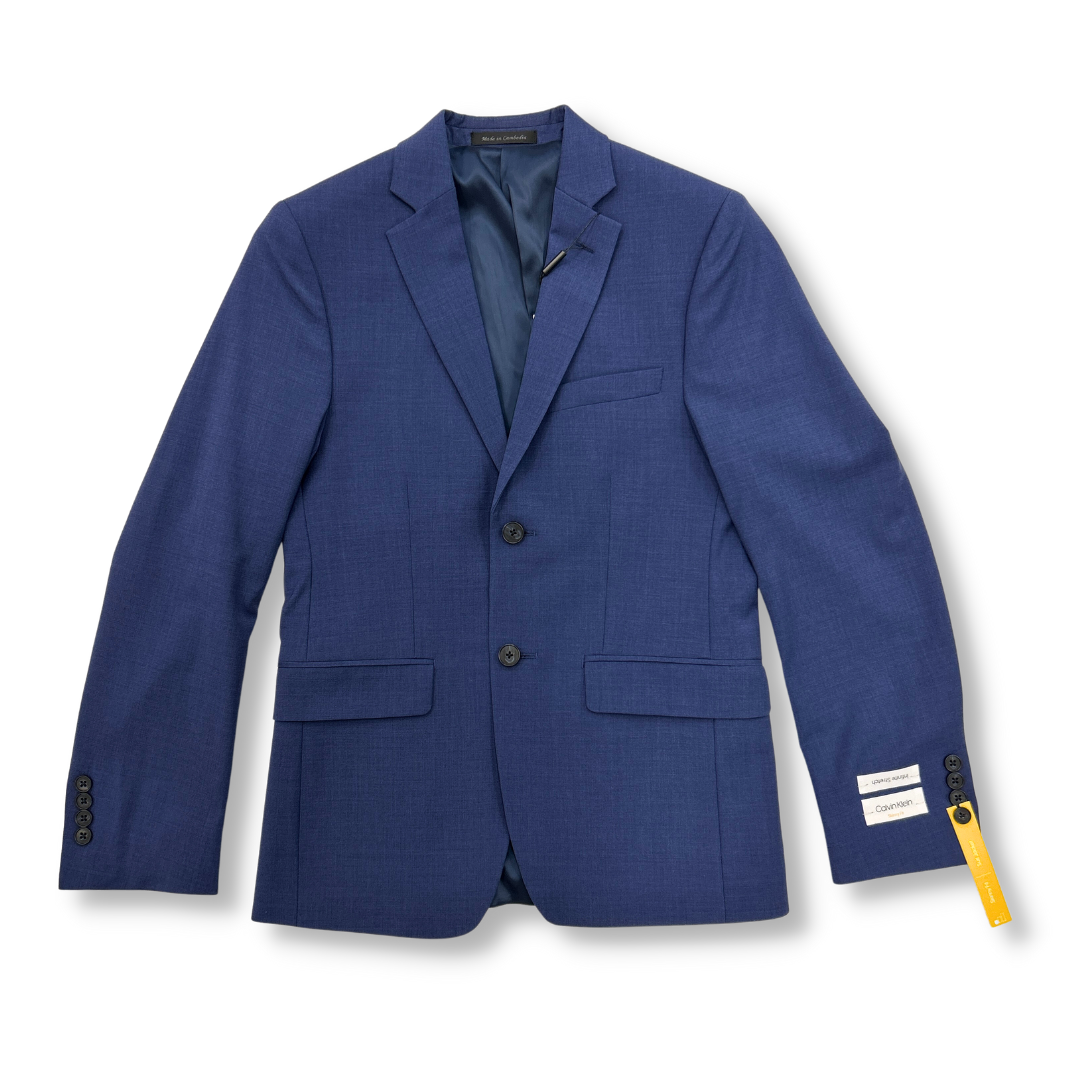 Calvin Klein Mens Skinny Fit Blue Wool Stretch Suit (Jacket & Pant)