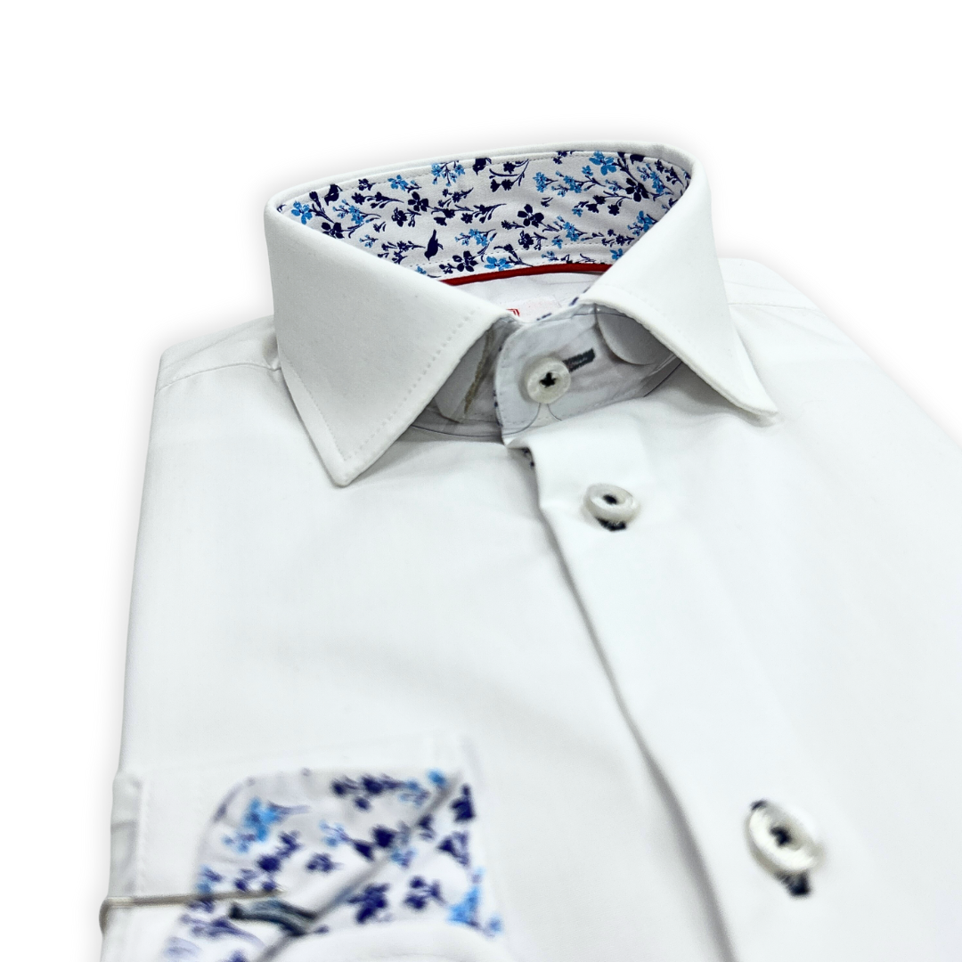 Leo & Zachary Boys White/Blue Non-Iron Dress Shirt_P5508