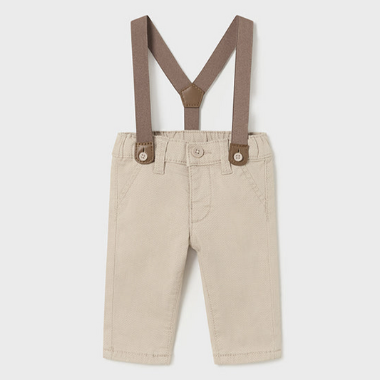 Baby Long Cotton Pants With Suspenders