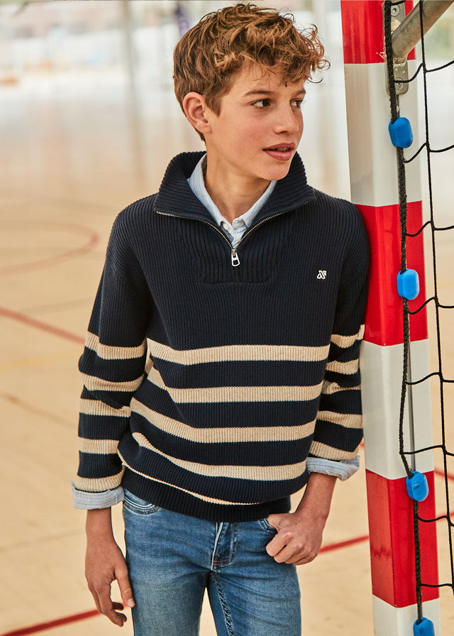 Nukutavake Boys Striped Zipper Sweater