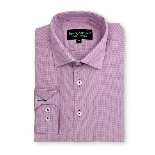 Leo & Zachary Boys Pink Micro Checks Dress Shirt_5906