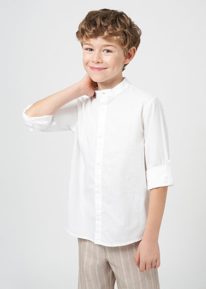 Nukutavake Boys Long Short Sleeve Mandarin Collar Dress Shirt_ 6121
