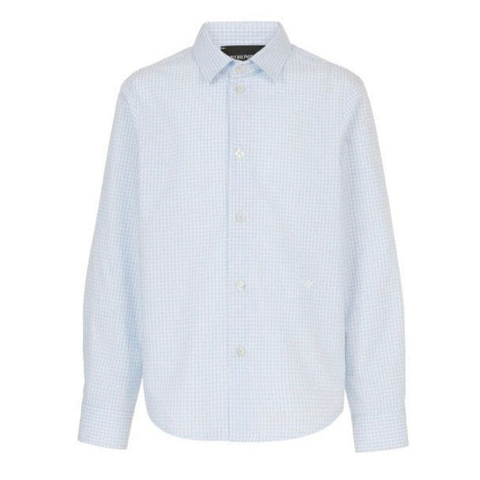 Emporio Armani Boys White Check Dress Shirt_ 3D4C09-4N89Z