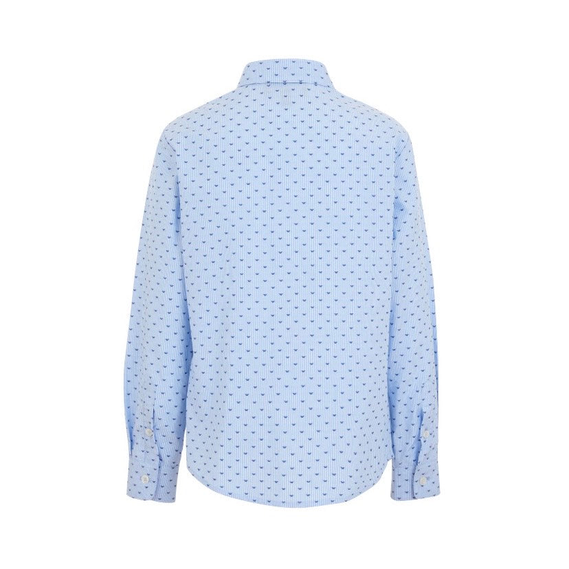 Emporio Armani Boys Blue Pattern Dress Shirt_ 3D4C09-4N89Z-F742