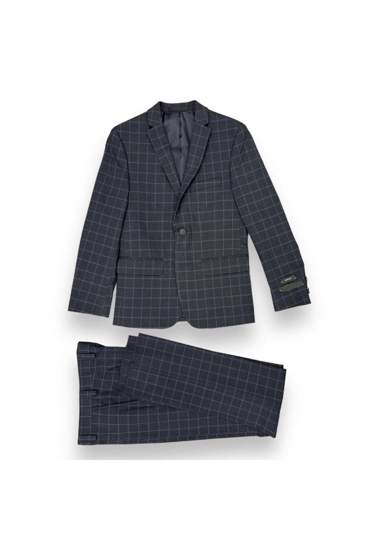 Andrew Marc Boys Skinny Charcoal/Blue Window Suit_ W0713-NorthBoys