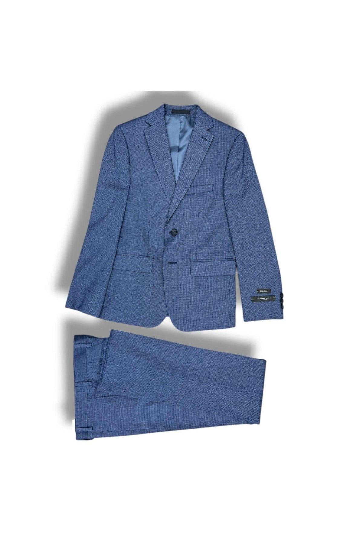Andrew Marc Boys Skinny Dark Blue Mini Check Suit_ W0755-NorthBoys