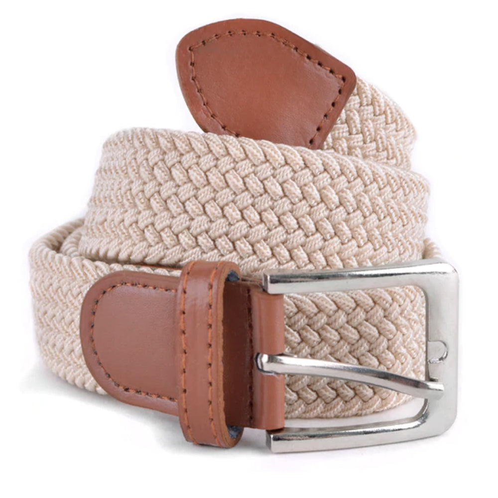 Northboys Mens Braided Elastic Belt_ B-3502-Cream