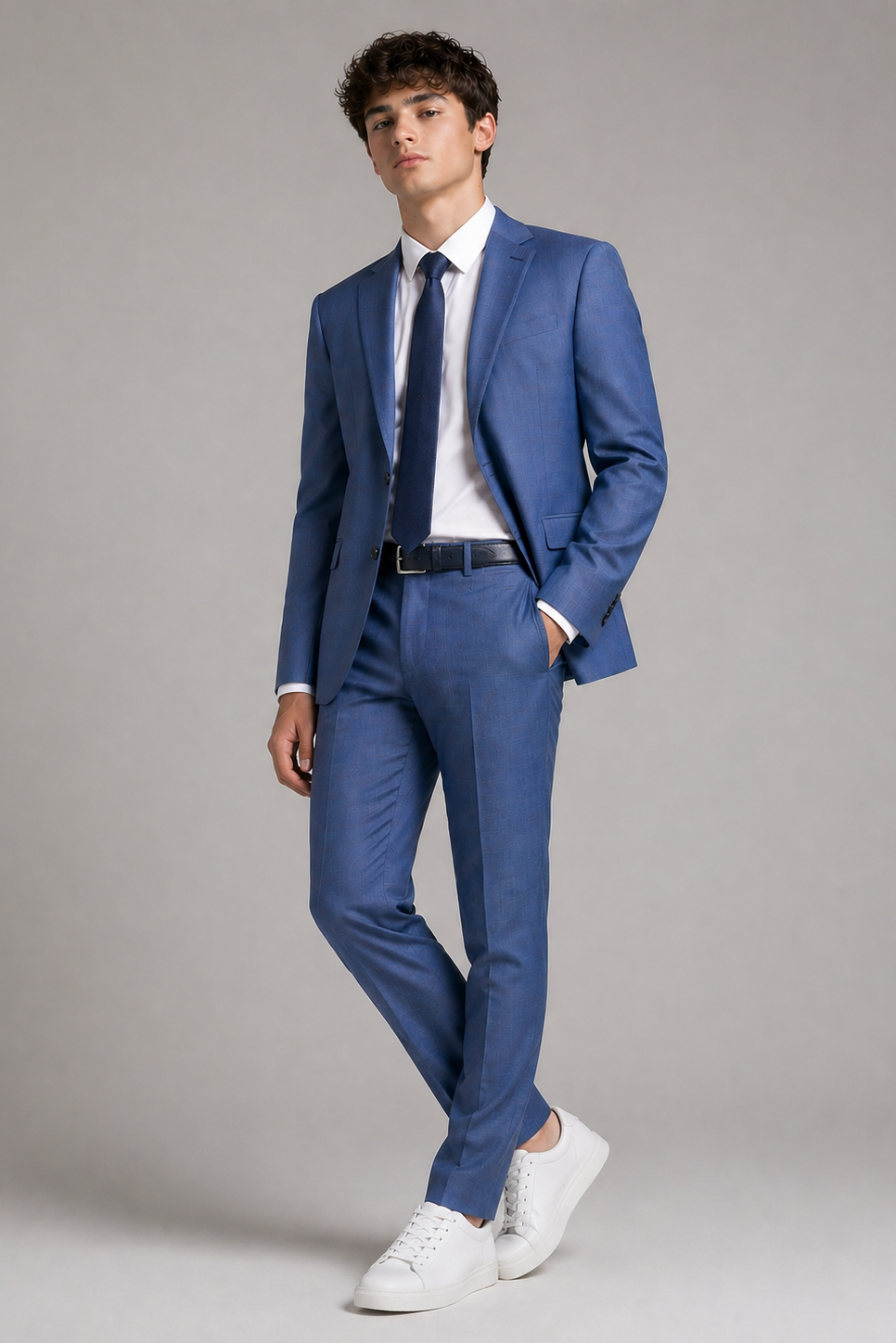 Michael Kors Mens Blue Sharkskin Wool Suit_ W0726
