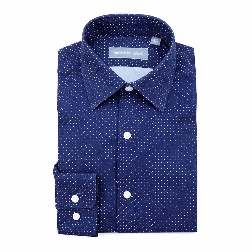 Michael Boys Blue with White Dots Dress Shirt_ SJY0014