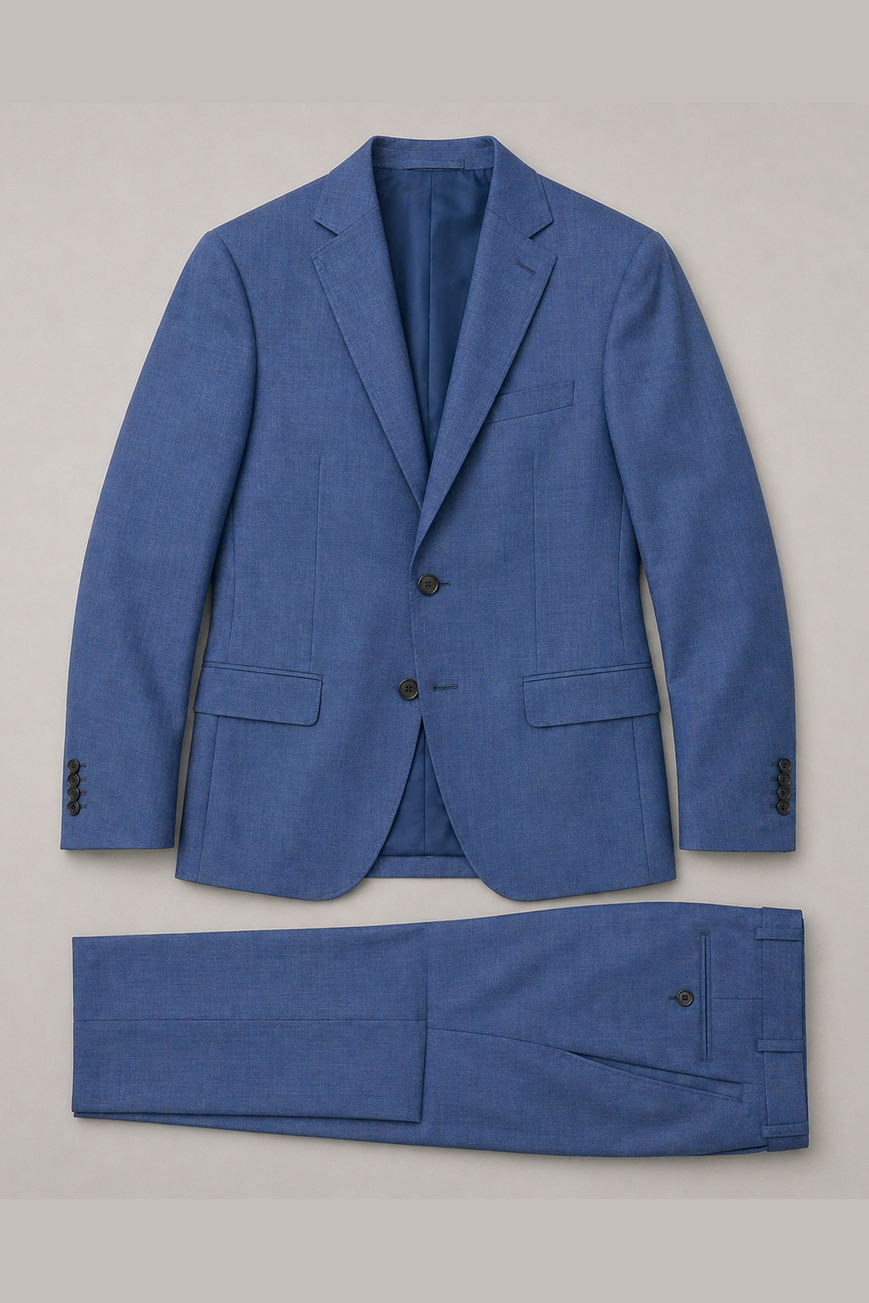 Michael Kors Mens Blue Sharkskin Wool Suit_ W0726