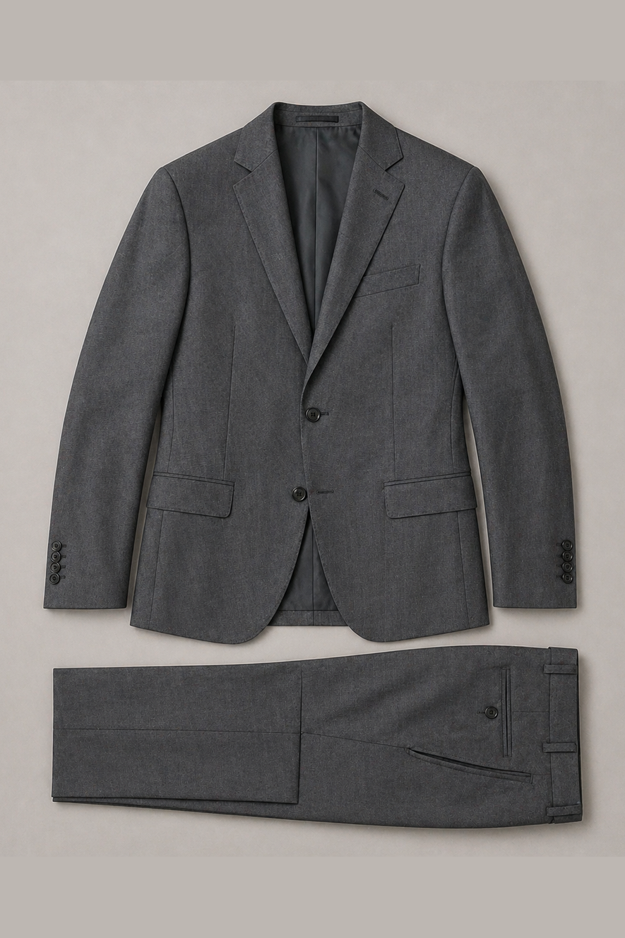 Calvin Klein Mens Slim Fit Charcoal Grey Sharkskin Wool Suit_ W0200