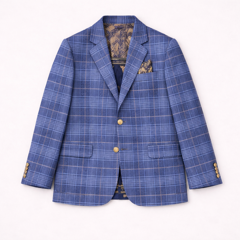 Leo & Zachary Boys Blue Tan Stretch Sports Jacket_ 5421/5821