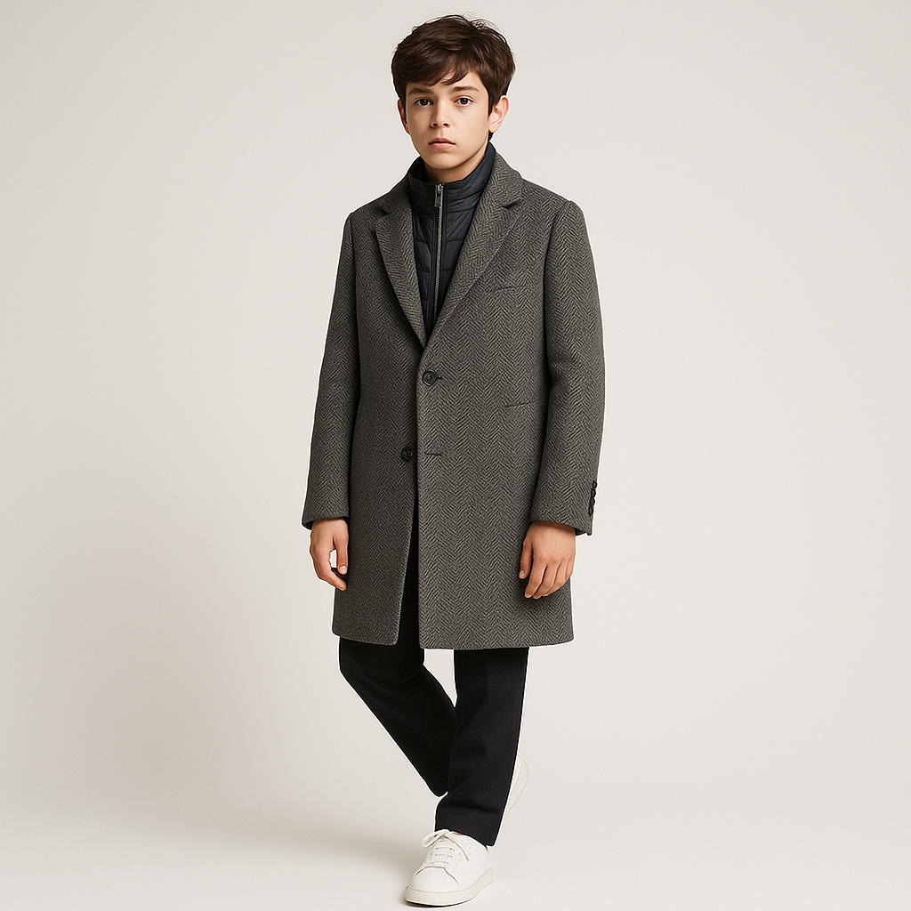 CloudCloth Boys Herringbone Coat w/ Removable Vest_ CT1031