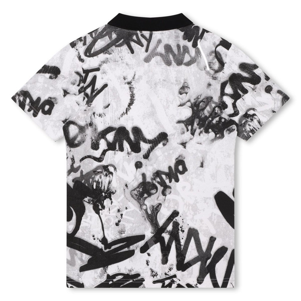 DKNY Junior Boys White Graffiti Print Polo Shirt _D25E62 - 10P - NorthBoys