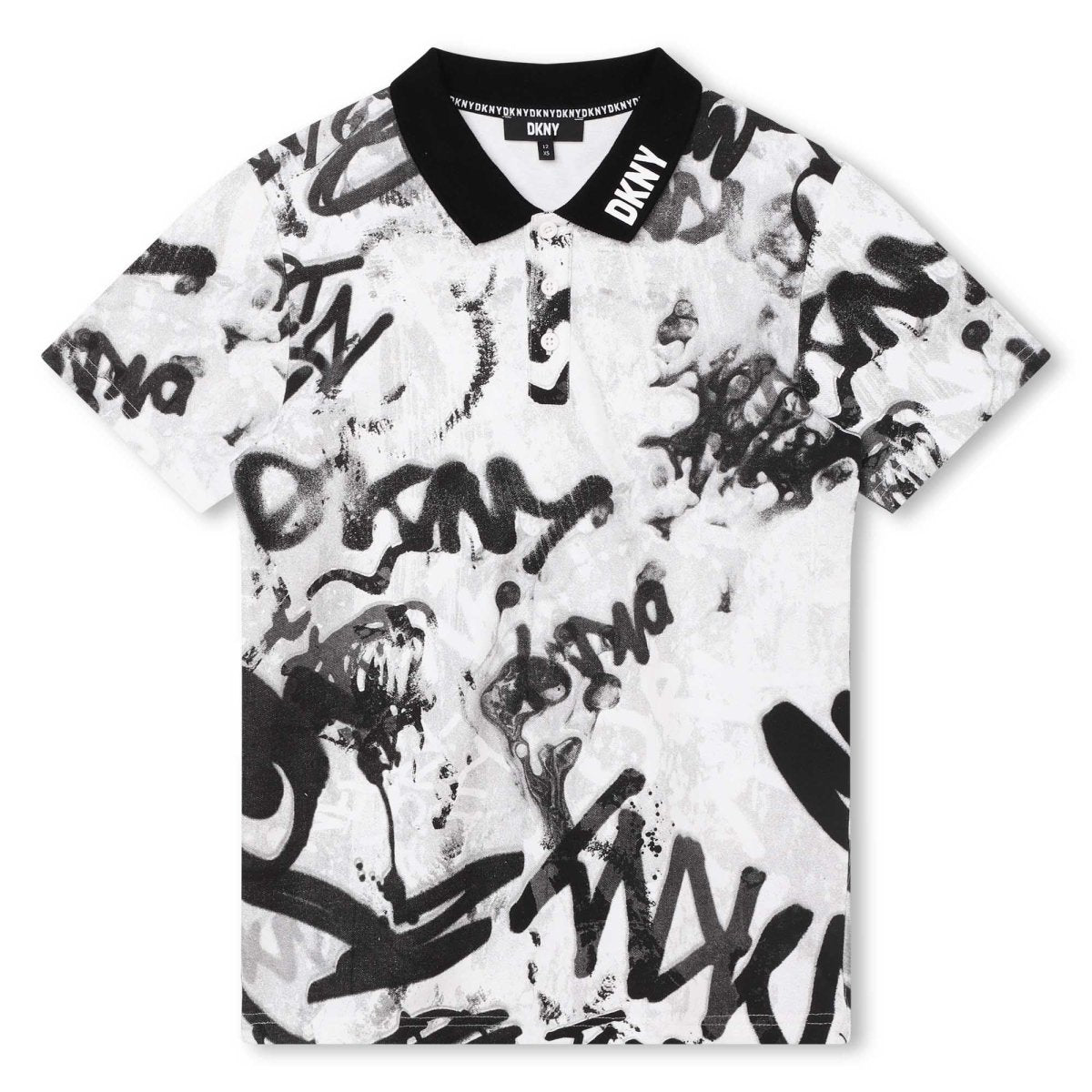 DKNY Junior Boys White Graffiti Print Polo Shirt _D25E62 - 10P - NorthBoys
