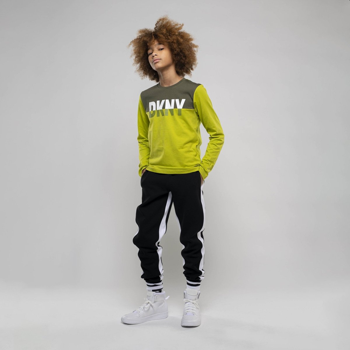 DKNY Junior boys Lime Green Organic Cotton Long Sleeves T-Shirt _D25E69 - 610 - NorthBoys