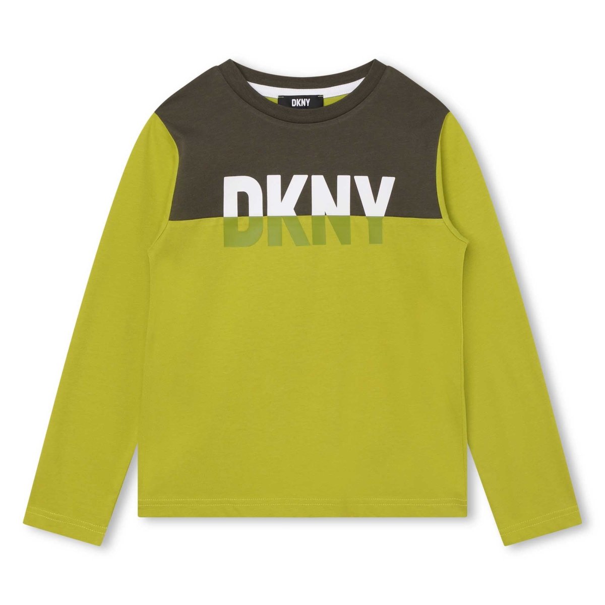 DKNY Junior boys Lime Green Organic Cotton Long Sleeves T-Shirt _D25E69 - 610 - NorthBoys