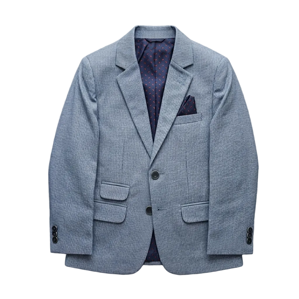 Leo & Zachary Boys Slim Blue/Grey Checks Suit_ 5423/5823