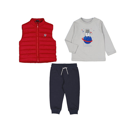 Mayoral Baby Red Shirt Pant & Vest Set_2695-84