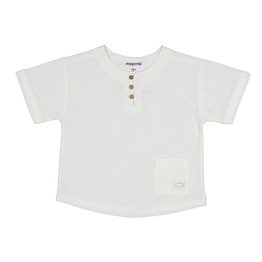 Mayoral Baby White Short Sleeve Linen Shirt_ 1016-81