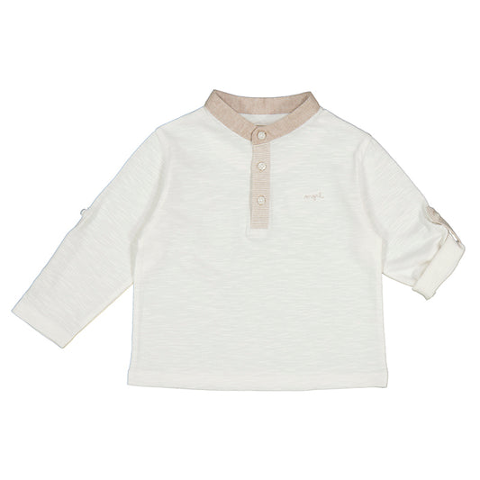 Mayoral Baby White Long Sleeve Mandarin Shirt_ 1034-65