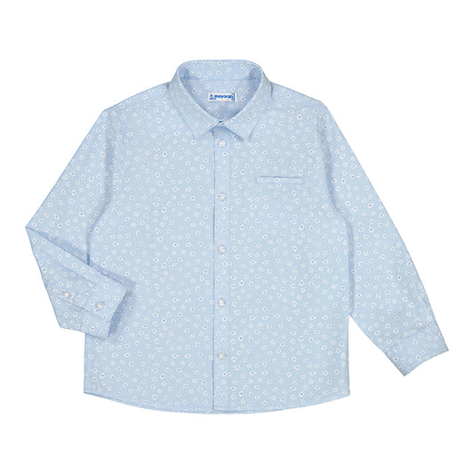 Mayoral Mini Blue Patterned Dress Shirt_ 3124-40