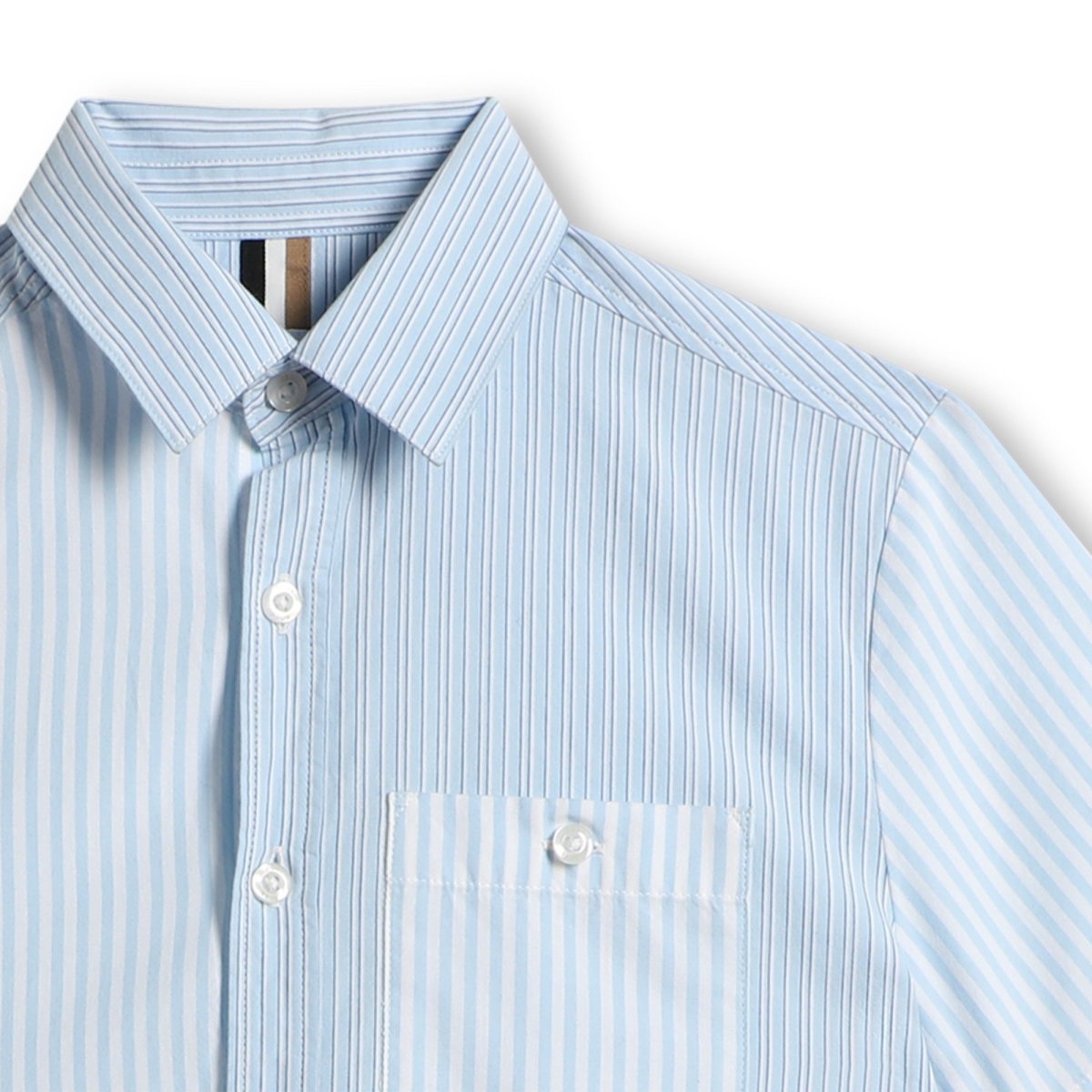 Hugo Boss Boys Short Sleeve Loose Fit Striped White Dress Shirt _ J50698 - 10P - NorthBoys