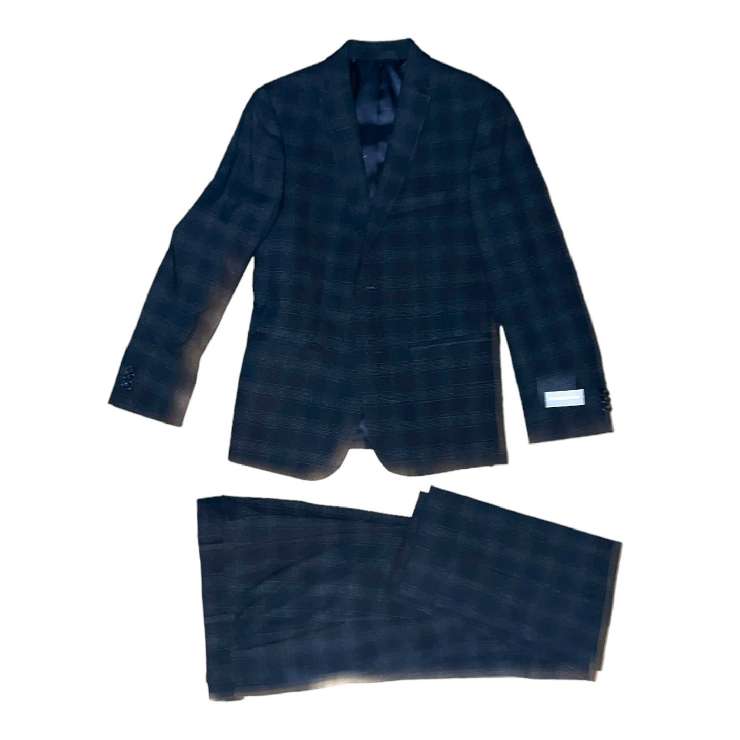 Michael Kors Boys Skinny Fit Navy Plaid Suit