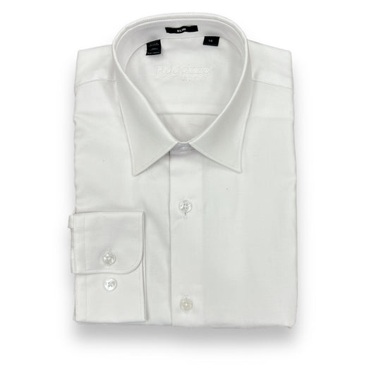 Ragazzo Boys Slim Fit White Diagonal Cotton Shirt_ SEAN1214W