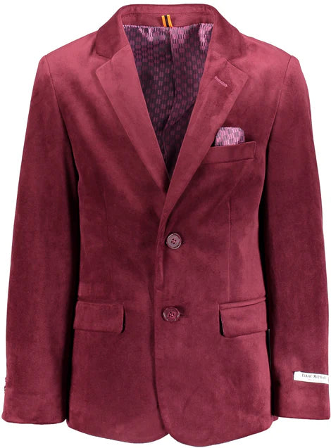 Isaac Mizrahi Boys Velvet Burgundy Blazer