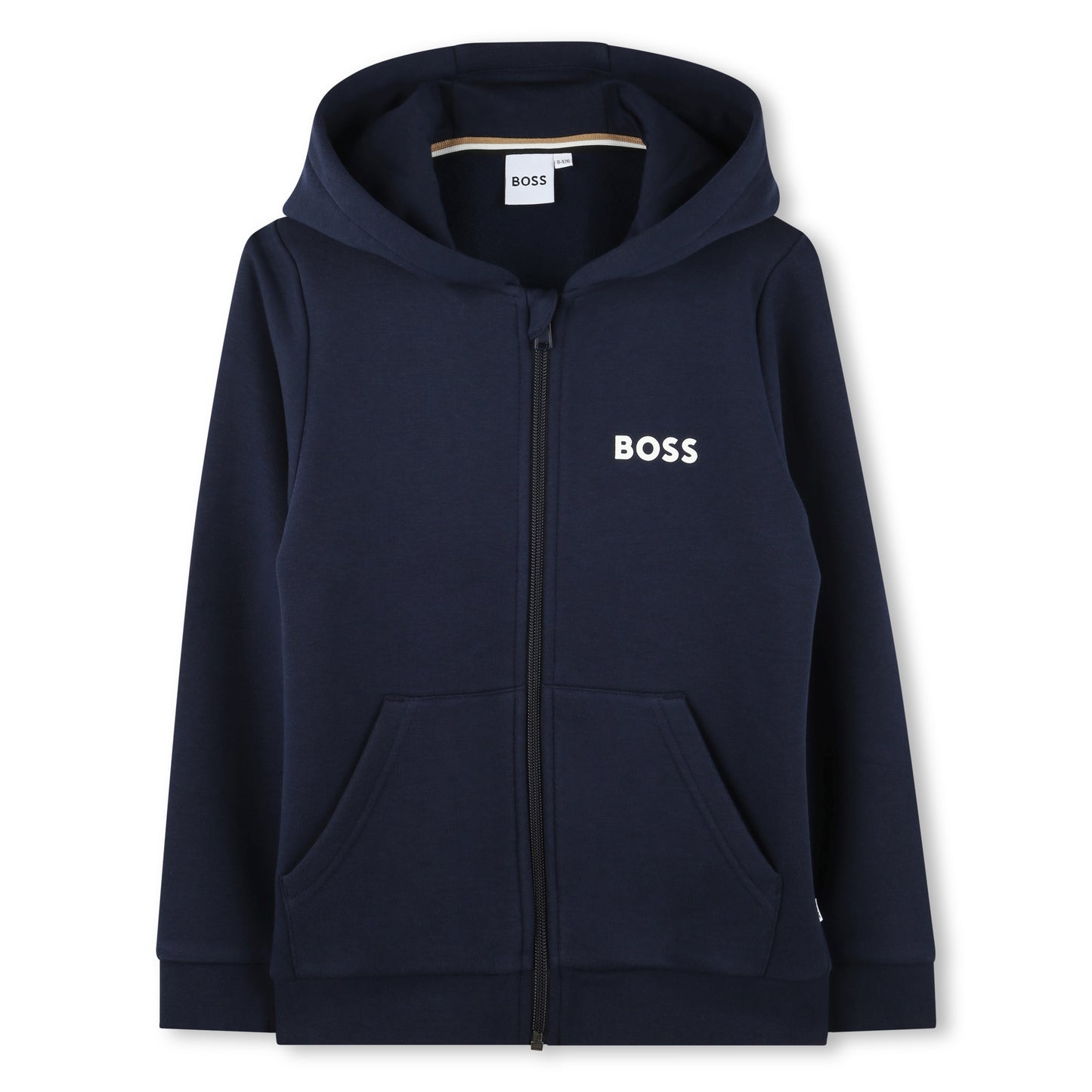 Boys Small Logo Zip Up Navy Hoodie