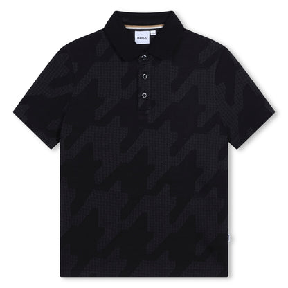 Boys Houndstooth Print Polo Shirt