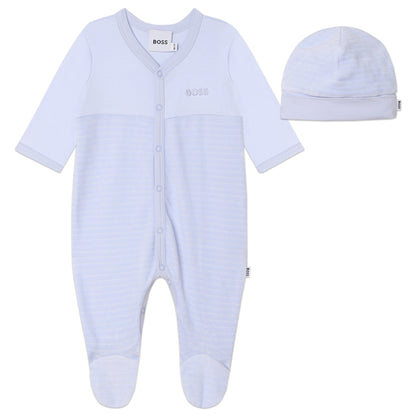 Hugo Boss Baby Blue Pajama & Hat_J98433-771