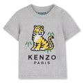 Gray t-shirt with a tiger graphic and Kenzo branding on a white background