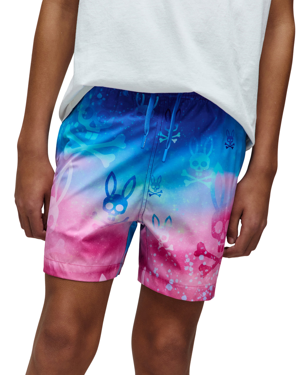 Psycho Bunny Kids Caspian All Over Bunny Swim Trunks_ KB1000032