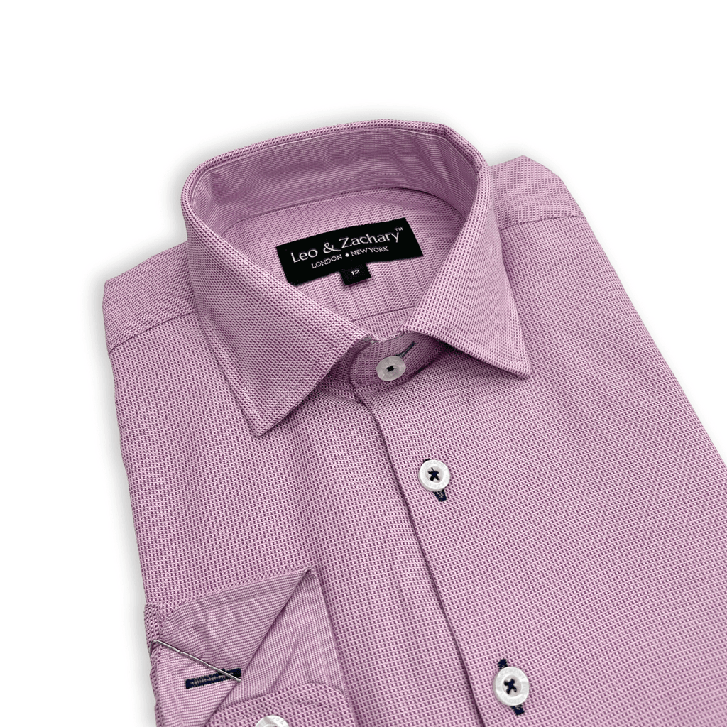 Boys Pink Micro Checks Dress Shirt - NorthBoys
