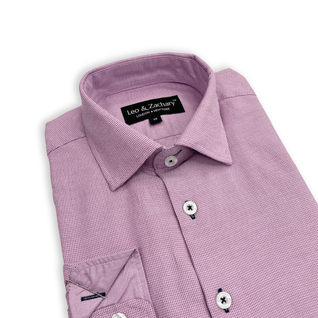 Boys Pink Micro Checks Dress Shirt - NorthBoys