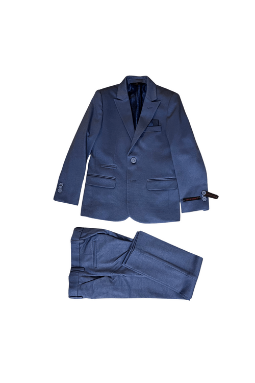 Leo & Zachary Boys Slim Denim Micro Check Stretch Suit_ BLZ5863/LZ5863-NorthBoys