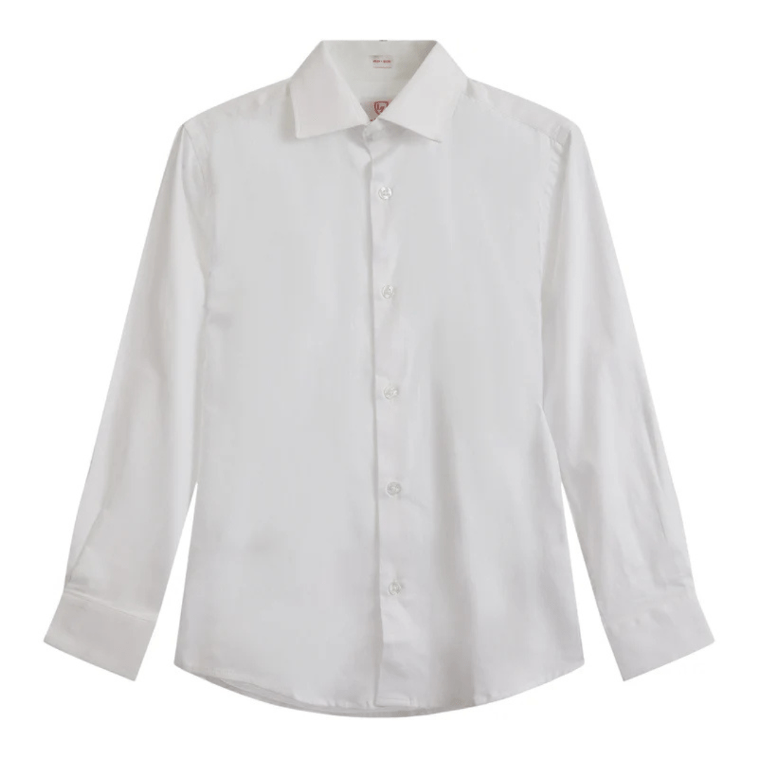 Leo & Zachary Boys White 4 Way Stretch Dress Shirt_ 5590 - NorthBoys