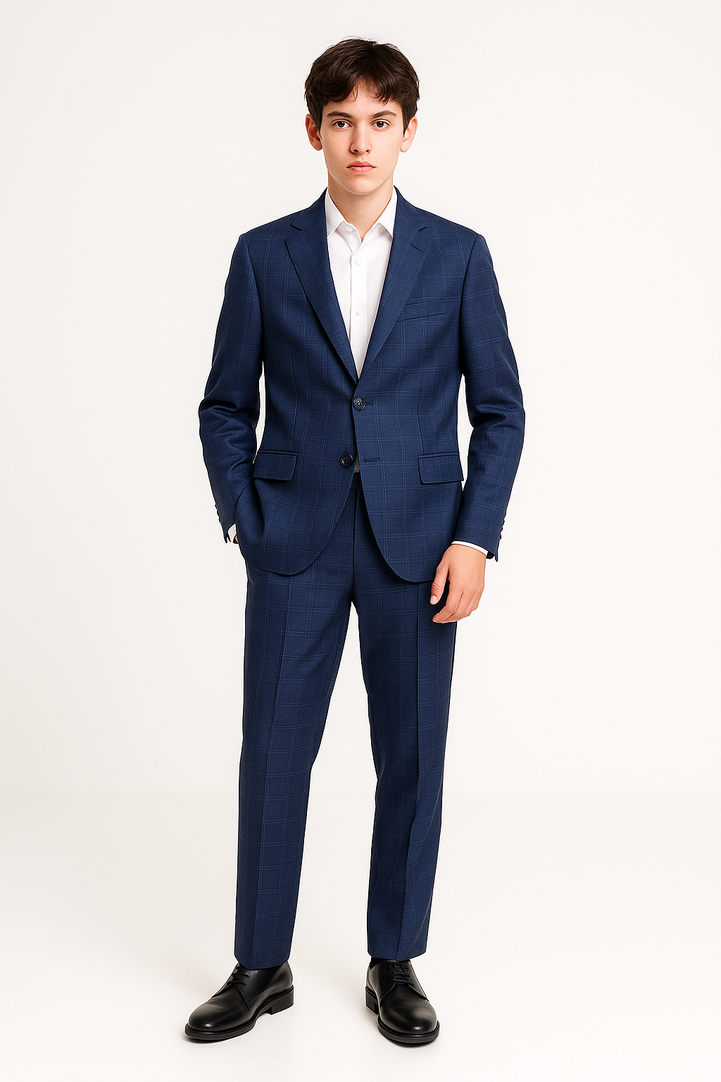 Marc New York Boys Husky Blue Plaid Suit-NorthBoys