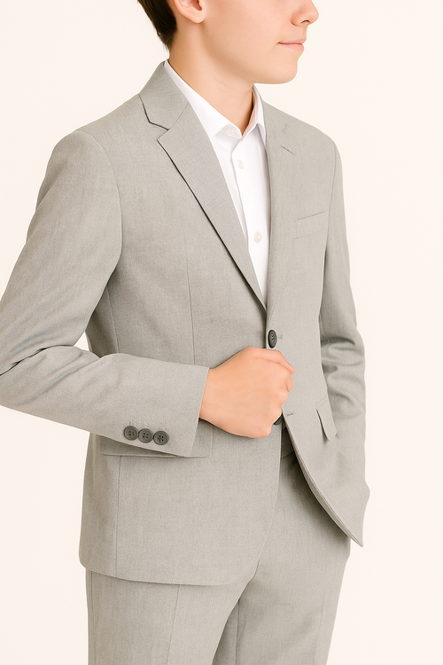 Marc New York Boys Husky Light Grey Sharkskin Suit-NorthBoys