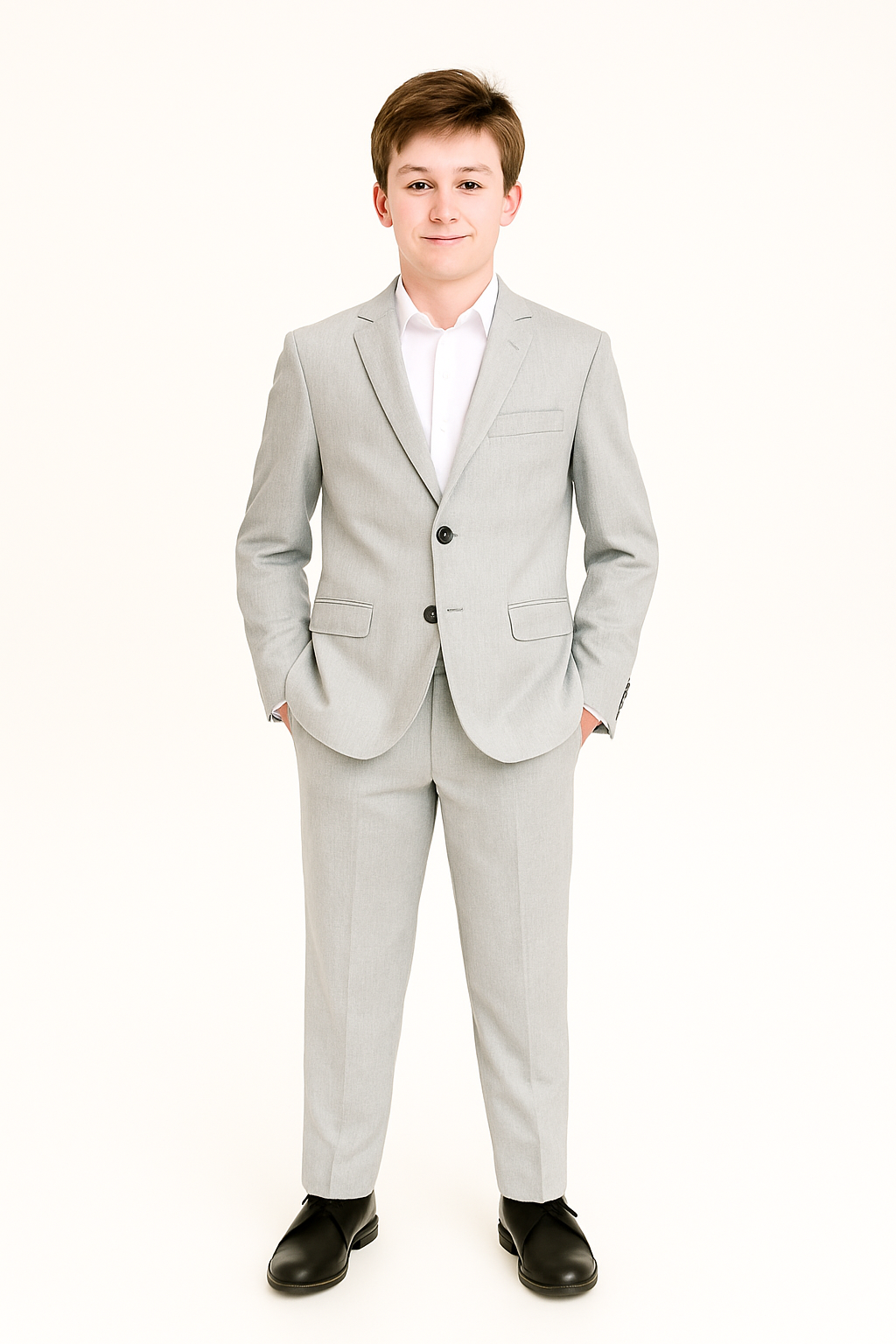 Marc New York Boys Husky Light Grey Sharkskin Suit-NorthBoys