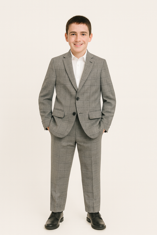 Marc New York Boys Skinny Grey Plaid Suit-NorthBoys