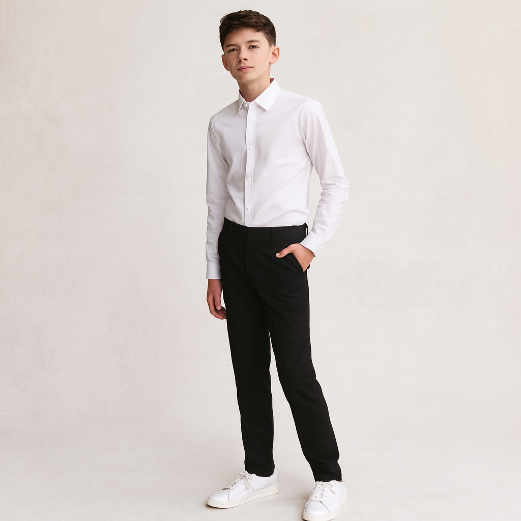 Marc New York Boys Skinny White Stretch Dress Shirt_ MBS0088