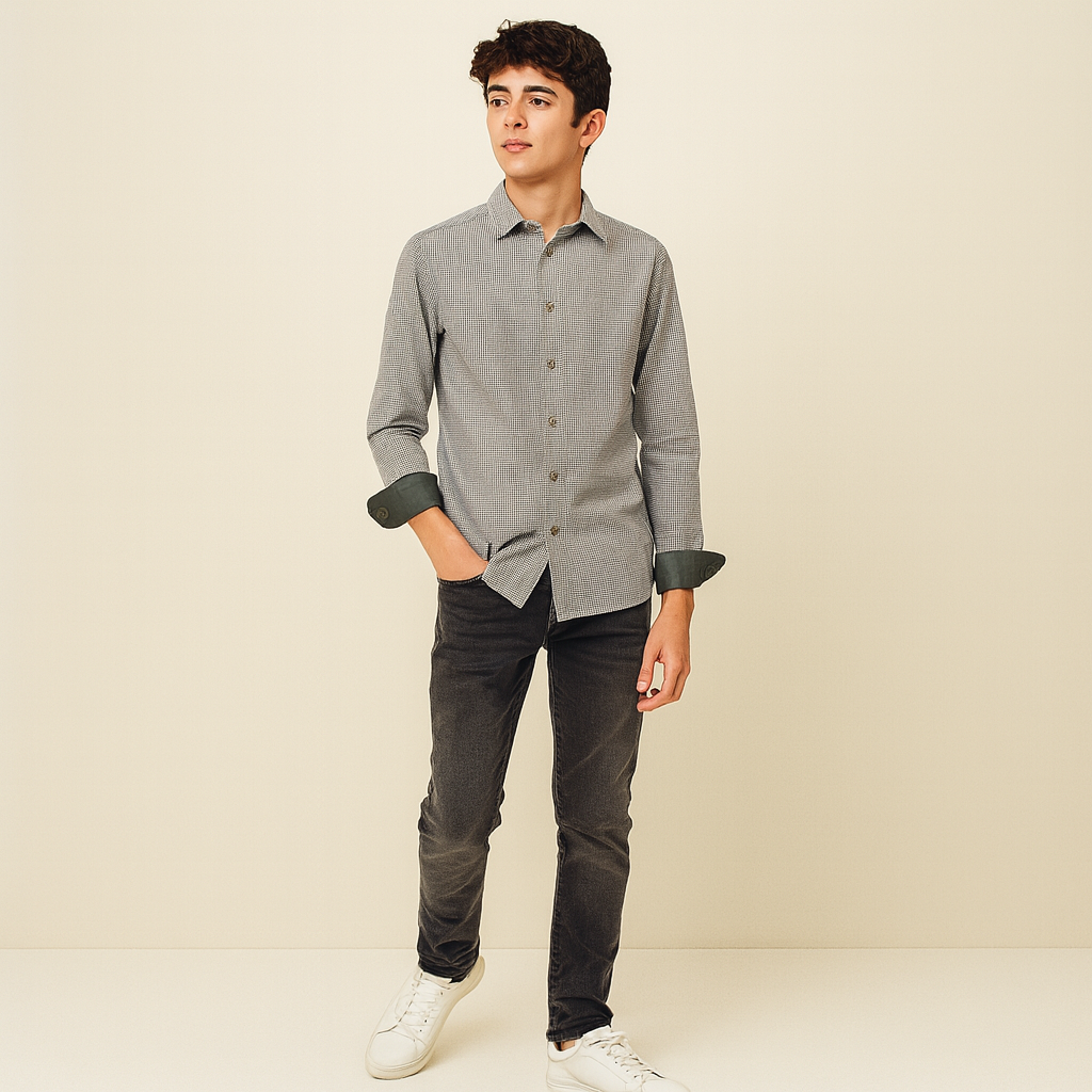 Marcelo D'Liola Boys Steel Weaved Window Dress Shirt_ 50028