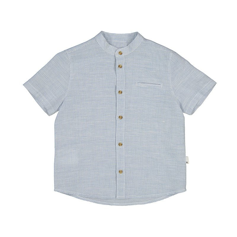 Mayoral Mini Short Sleeve Mandarin Collar Linen Dress Shirt_ 3113 - NorthBoys