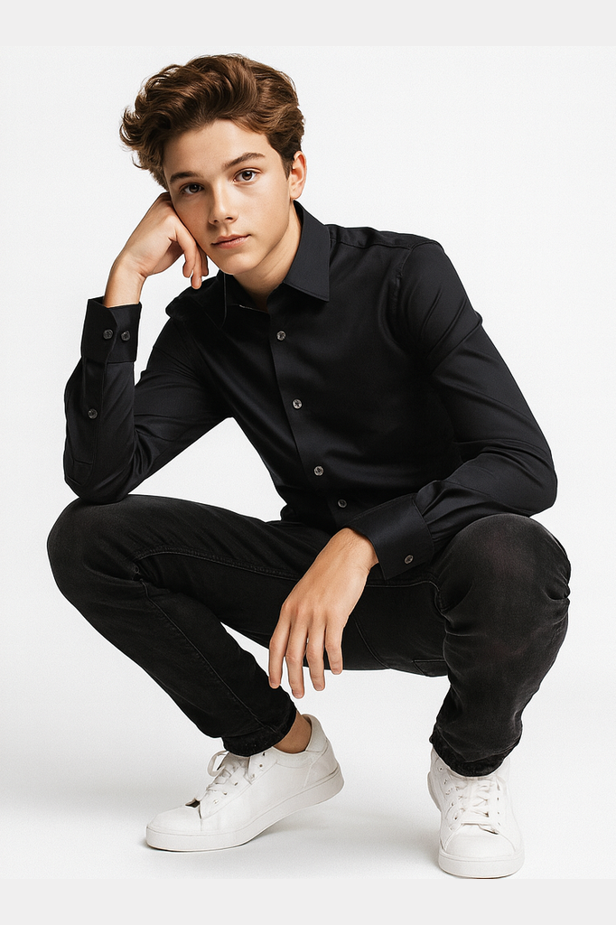 Michael Kors Boys Black Dress Shirt Michael Kors Boys Black Dress Shirt