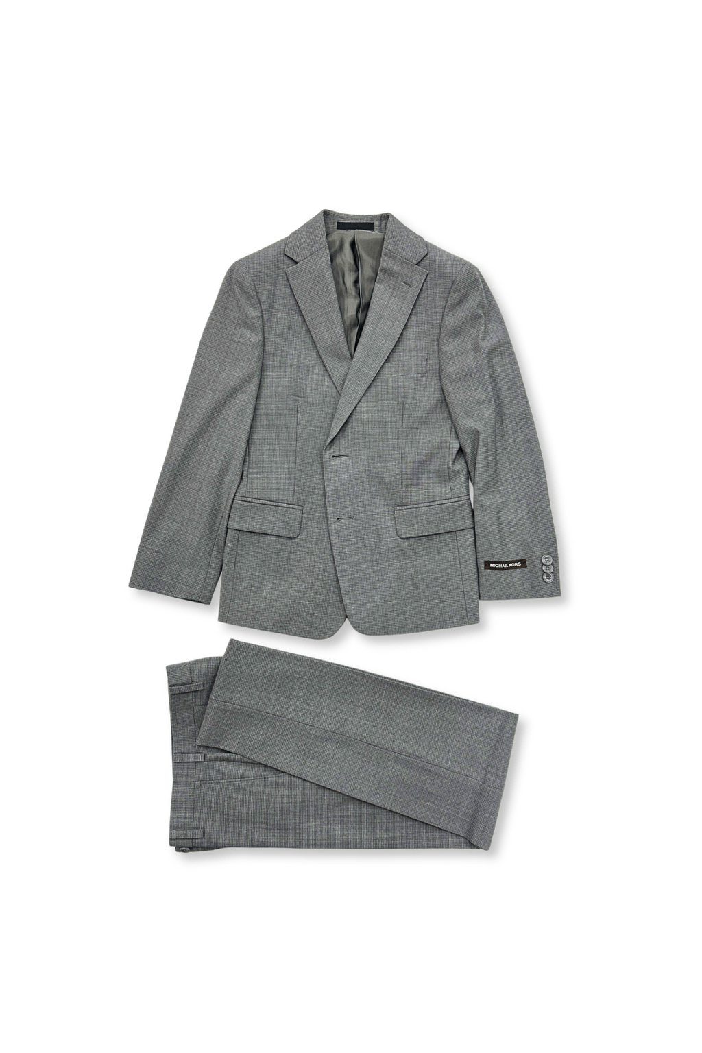 Michael Kors Boys Light Grey Mini Grid Wool Suit-NorthBoys